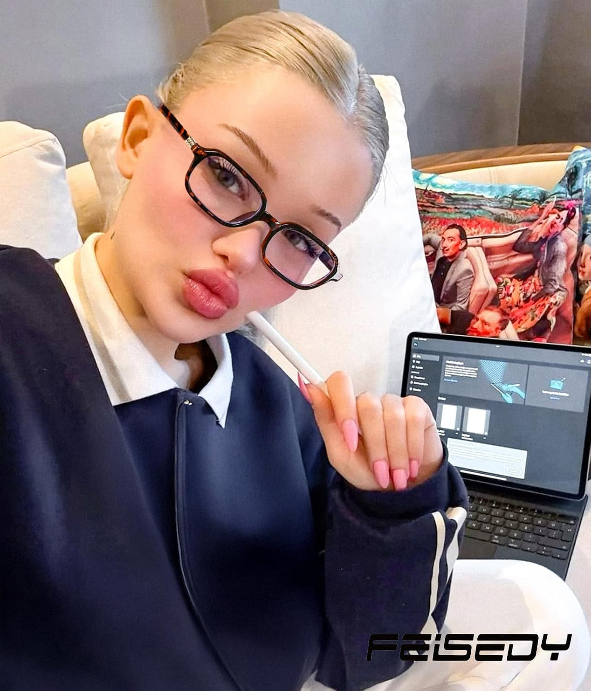 ÉÌƷͼƬ 18 | B0DXK32V6F | FEISEDY Fashion Rectangular Blue Light Glasses for Women Retro Small Frames Vintage Trendy 90s Square Eyeglasses B0255