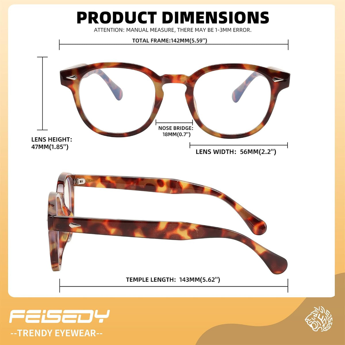 商品图片 11 | B0BRZ8QG4K | FEISEDY Retro Vintage Round Blue Light Blocking Glasses Classic Eyewear Frame for Women Men B2349