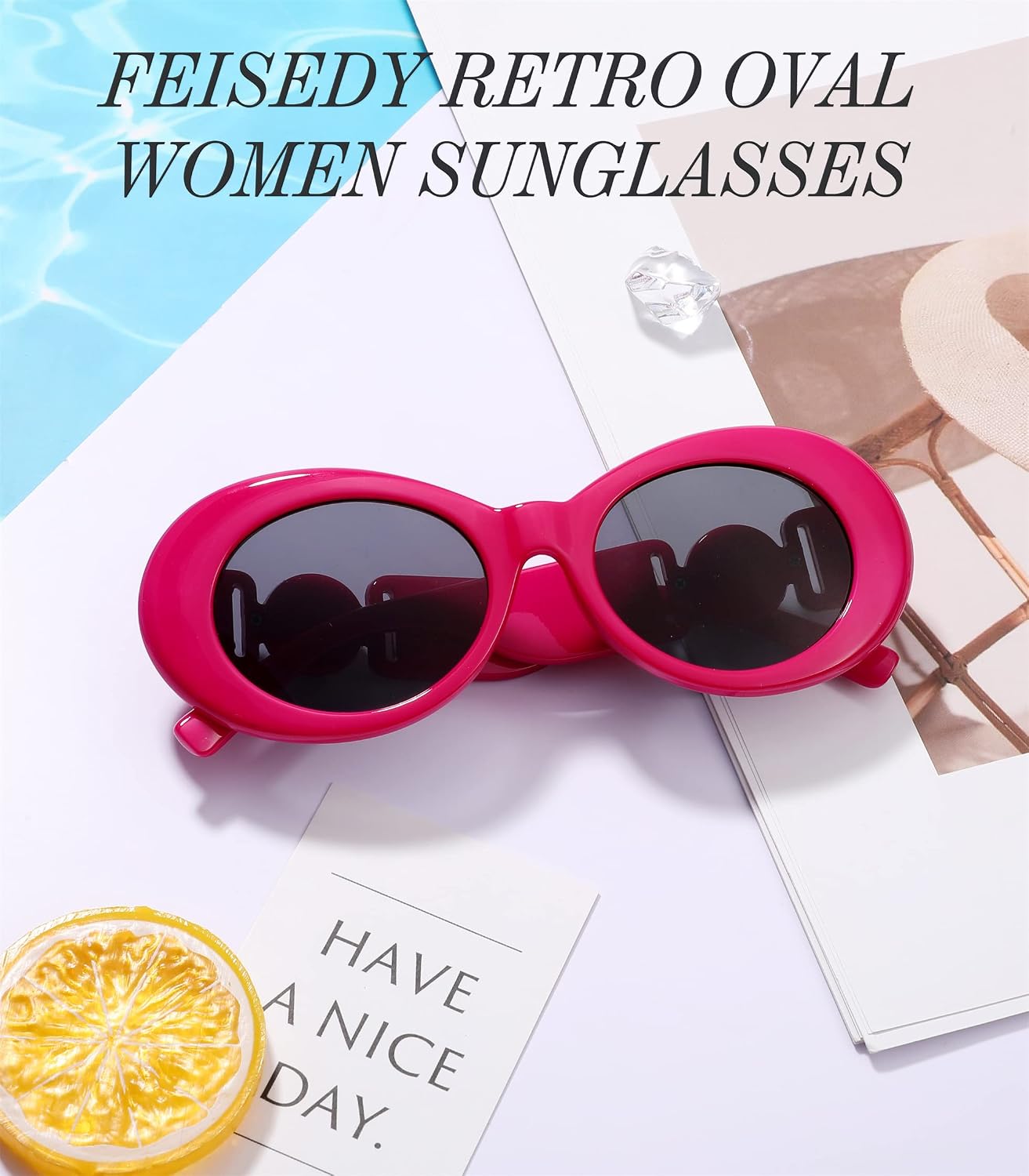 商品图片 6 | B0CCVFXCCT | FEISEDY Retro Oval Sunglasses Women Mens 90s Vintage Small Round shades Clout Goggles B2969