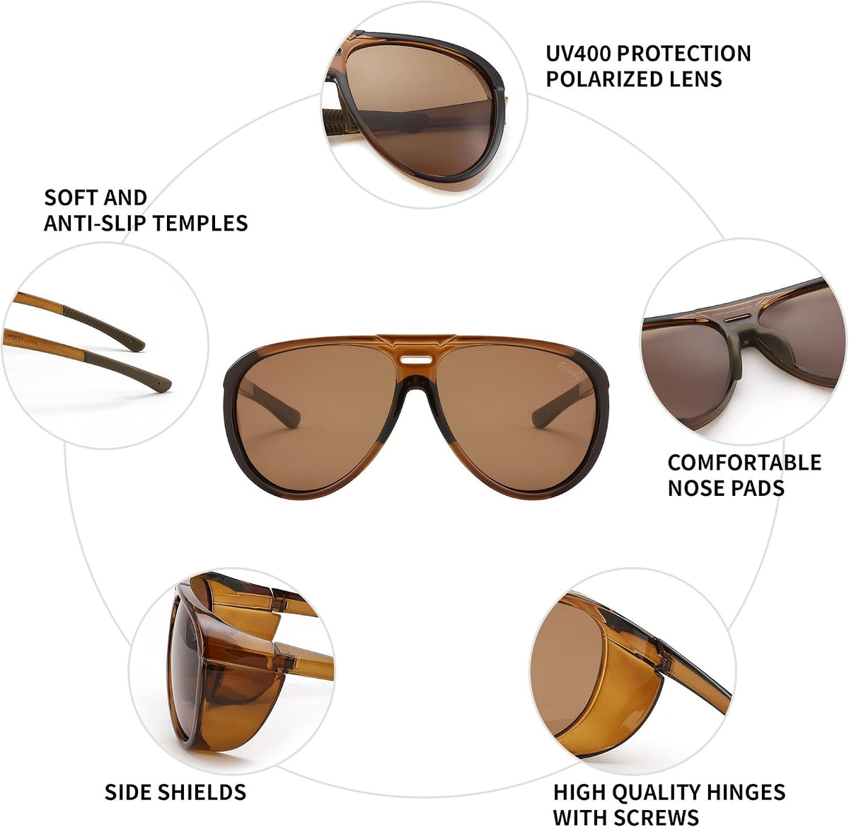 ÉÌƷͼƬ 30 | B0CT5M1L9R | FEISEDY Polarized Aviator Sunglasses Men Women Oversized Round Steampunk Sunglasses Side Shield Goggles B0095