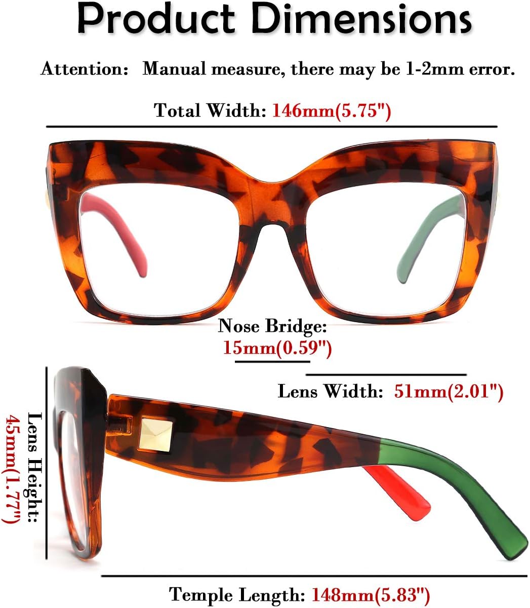 ÉÌƷͼƬ 15 | B07N5J9CF4 | FEISEDY Square Oversized Glasses Frame Eyewear Women B2475