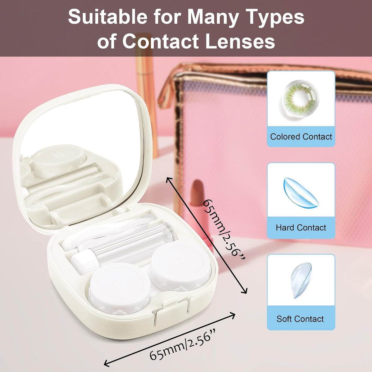 商品图片 22 | B0CND2TZC4 | FEISEDY Portable Cute Contact Lens Case Remover Tool With Mirror Tweezers Kit for Women and Girl B0081