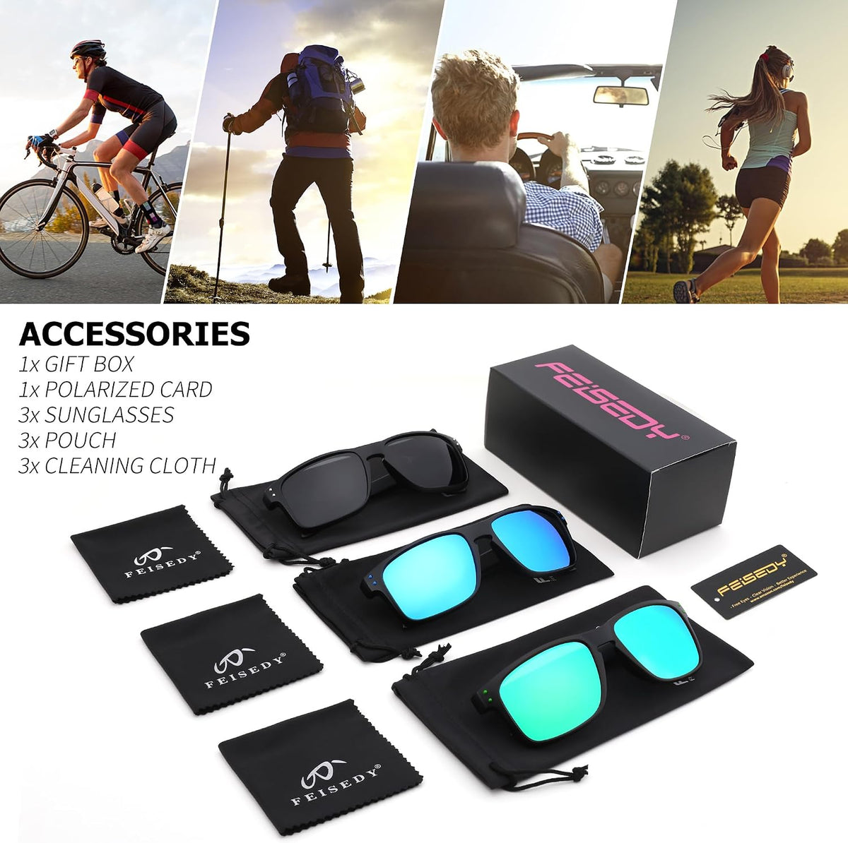 ÉÌƷͼƬ 7 | B0F8HGGZ7R | FEISEDY Polarized Sunglasses for Men Women Sports Driving Fishing Hiking Glasses UV400 Protection B0080