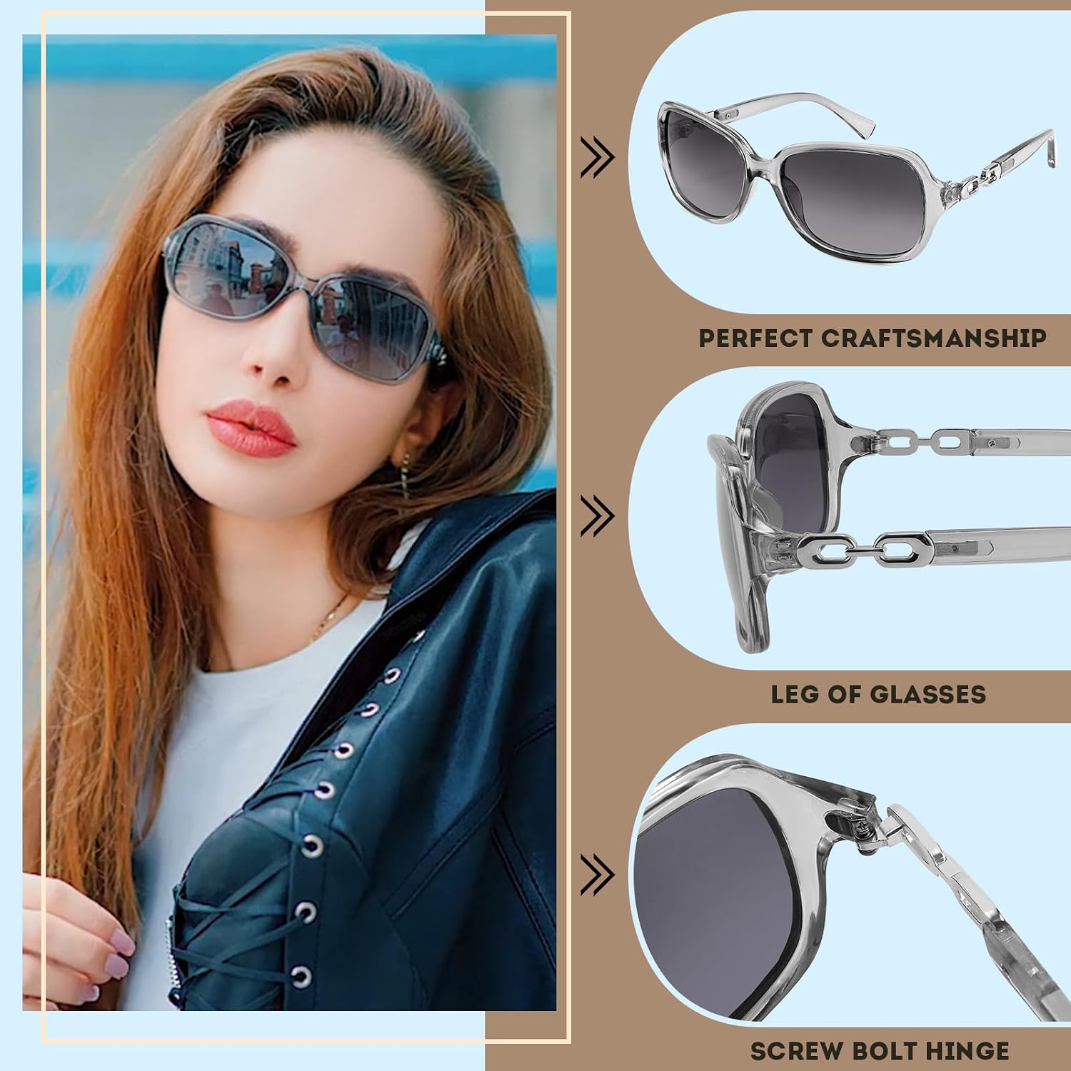 商品图片 55 | B08LPZDDKZ | FEISEDY Womens Polarized Sunglasses Square Wraparound Shades UV400 Mirrored Trendy Sun Glasses for Women B2526