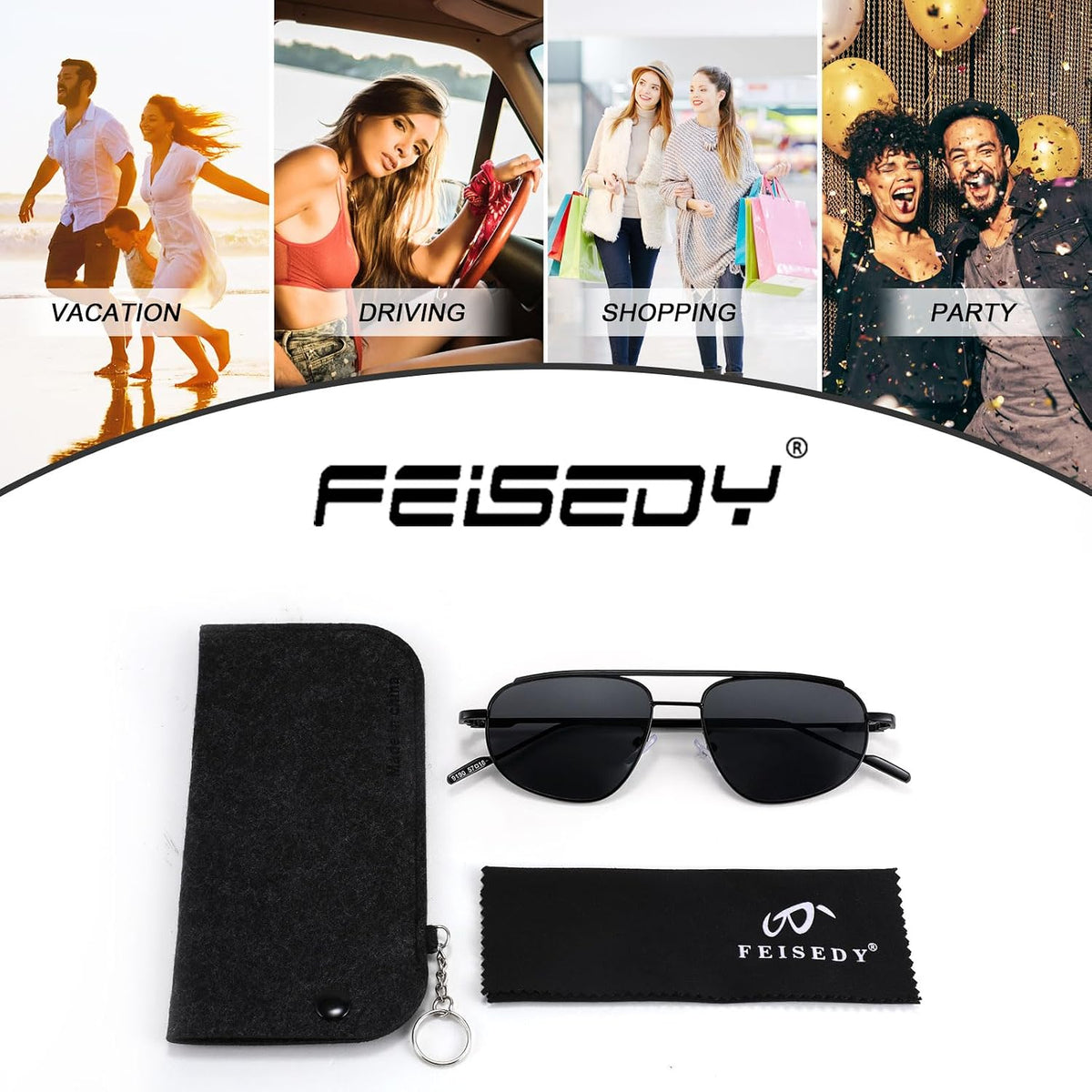 ÉÌƷͼƬ 7 | B09XDVK9DG | FEISEDY Retro Trendy Aviator Sunglasses Women Men 90s Small Vintage Glasses Stylish Gold Metal Oval Sunglasses B2906