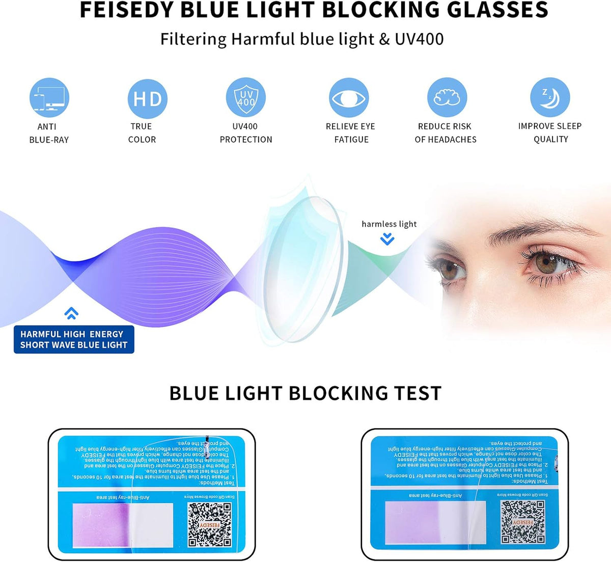 ÉÌƷͼƬ 7 | B08LNLRPLD | FEISEDY Lightweight Rimless Titanium Stainless Steel Anti-Blue Light Reading Glasses B2686