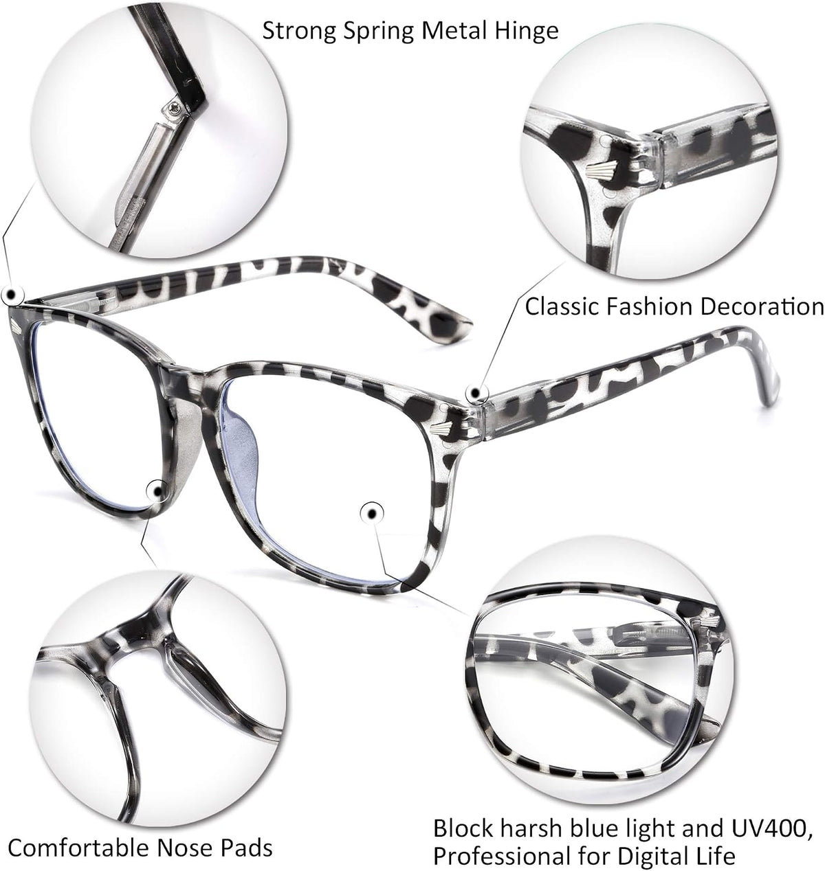ÉÌƷͼƬ 22 | B07Z19XLDT | FEISEDY Vintage Reading Blue Light Blocking Glasses Women Men Reader Spring Hinge Glasses B2519