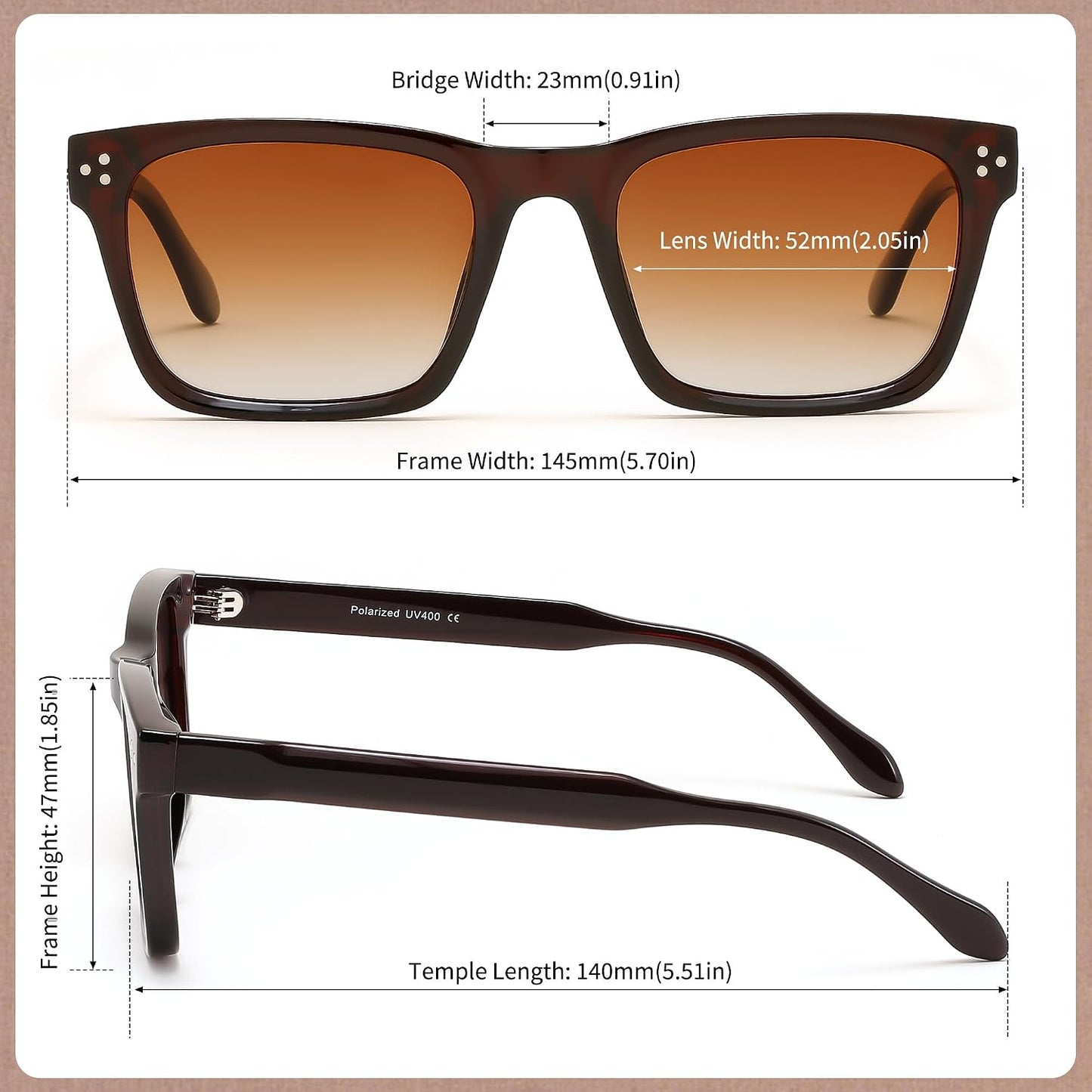 商品图片 6 | B0FHD6DJB5 | FEISEDY Trendy Square Polarized Sunglasses For Men Women Thick Frame B0294