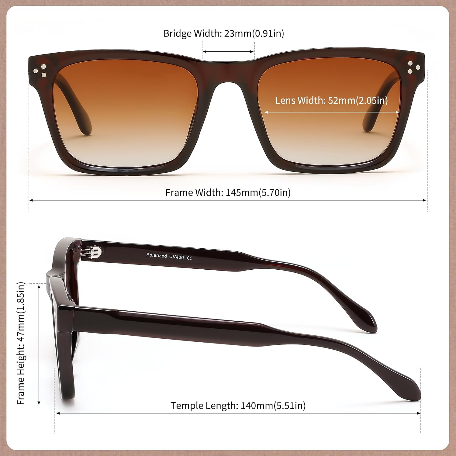 商品图片 6 | B0FHD6DJB5 | FEISEDY Trendy Square Polarized Sunglasses For Men Women Thick Frame B0294