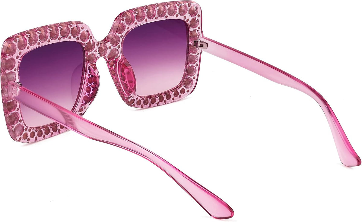 ÉÌƷͼƬ 58 | B077GMJCV8 | FEISEDY Women Sparkling Crystal Sunglasses Oversized Square Thick Frame B2283