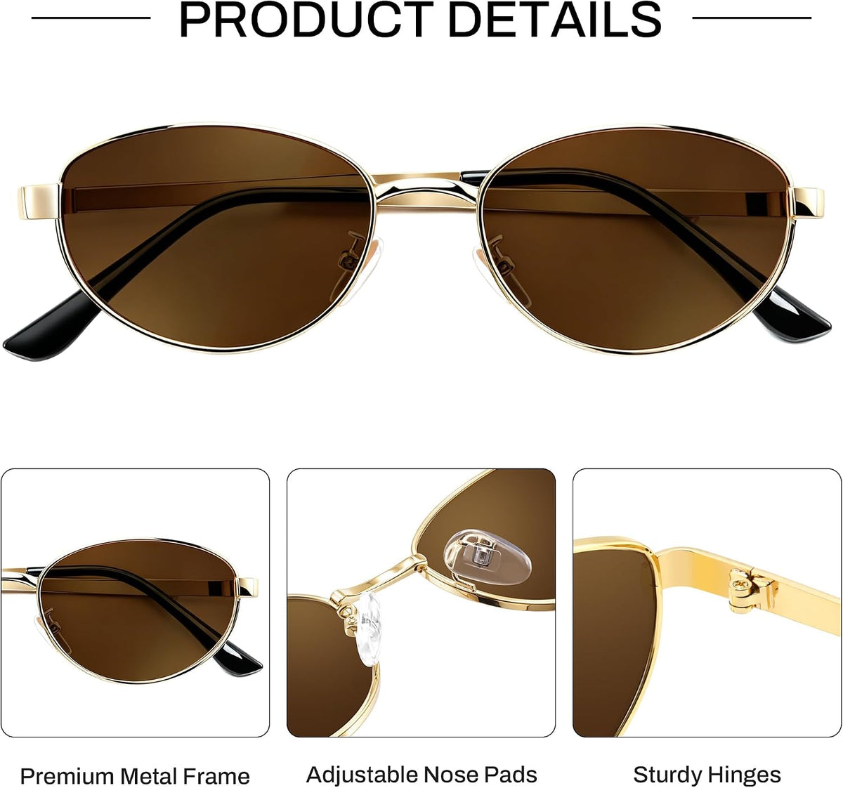 ÉÌƷͼƬ 39 | B0GVDQNHD2 | FEISEDY Oval Metal Sunglasses for Women and Men, Classic UV400 Protection Shades Retro Trendy Driving Fishing Eyewear B0430