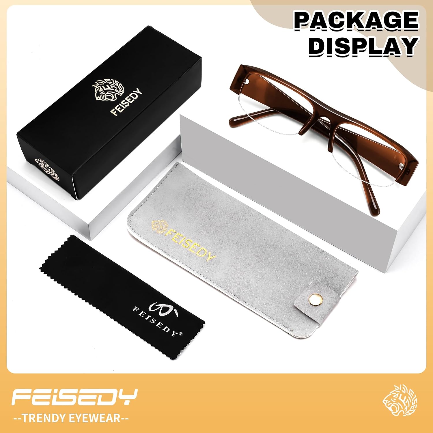 商品图片 25 | B0GY48FJF1 | FEISEDY Chic Semi Rimless Blue Light Glasses for Women B0431
