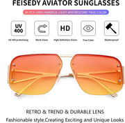 ÉÌƷͼƬ 11 | B0CP2666ZB | FEISEDY Trendy Aviator Sunglasses for Women Men Retro Metal Rimless Frame Square Shades B2985