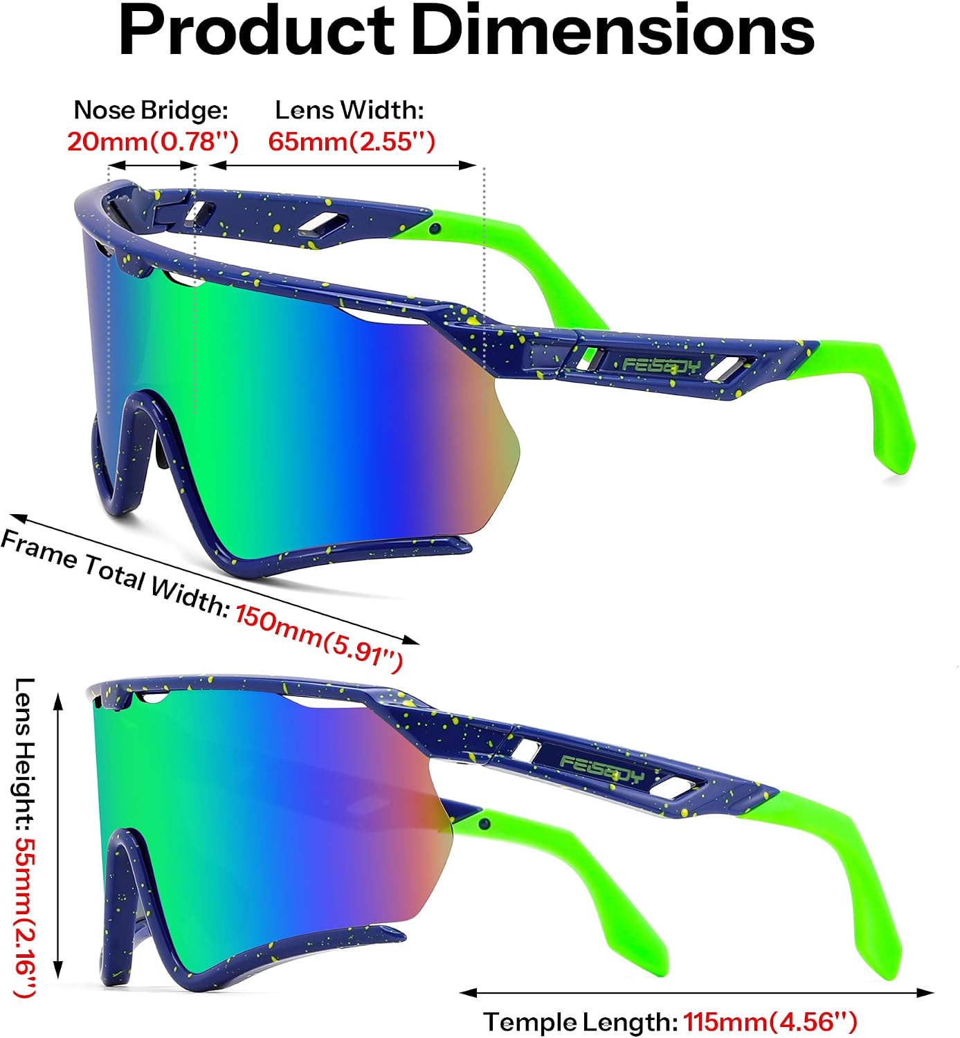 商品图片 29 | B0FL29WPXL | FEISEDY Sports Sunglasses for Men Women Youth Baseball Cycling Running Softball Biking Glasses B0305