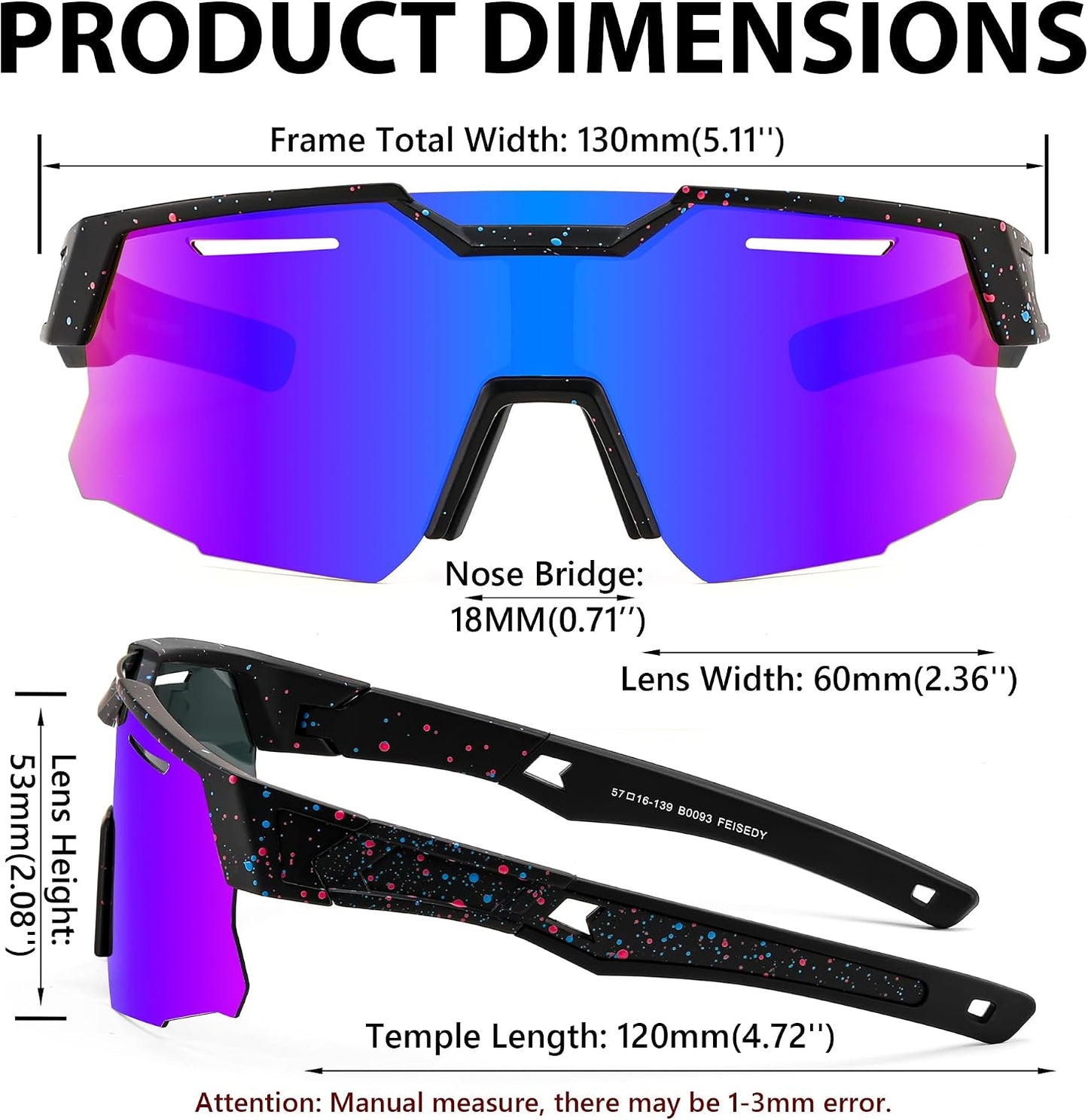 商品图片 6 | B0D78P6WRV | FEISEDY Kids Teens Baseball Polarized Sunglasses Sports Cycling Glasses for Youth Boys Girls Age 8-16 B0157