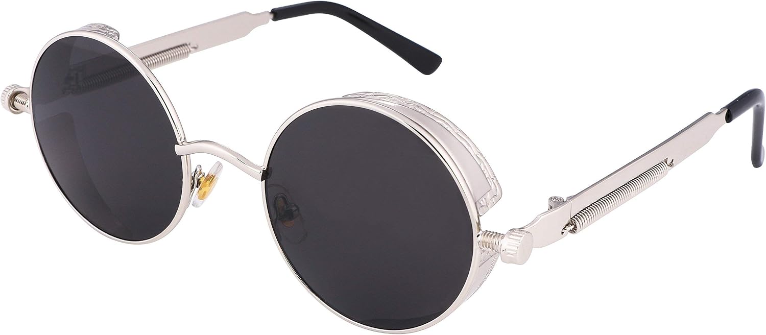 Silver/Grey / 1.9 Inches | B06XY5FZZS | FEISEDY Retro Gothic Steampunk Sunglasses For Men Women