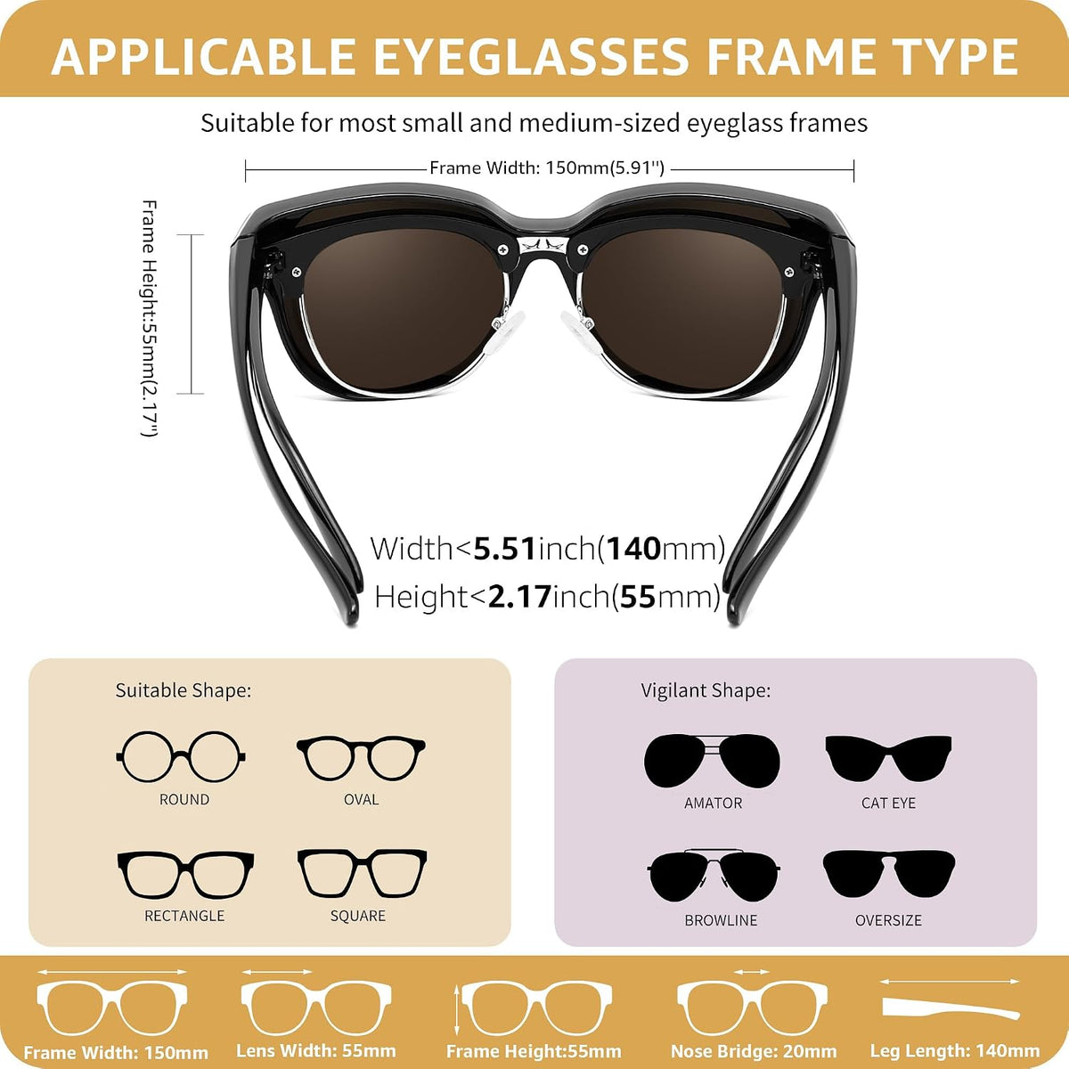 商品图片 40 | B0FRRPPHRW | FEISEDY Fit Over Glasses Polarized Sunglasses, UV400 Protection for Driving & Outdoor Activities B0328