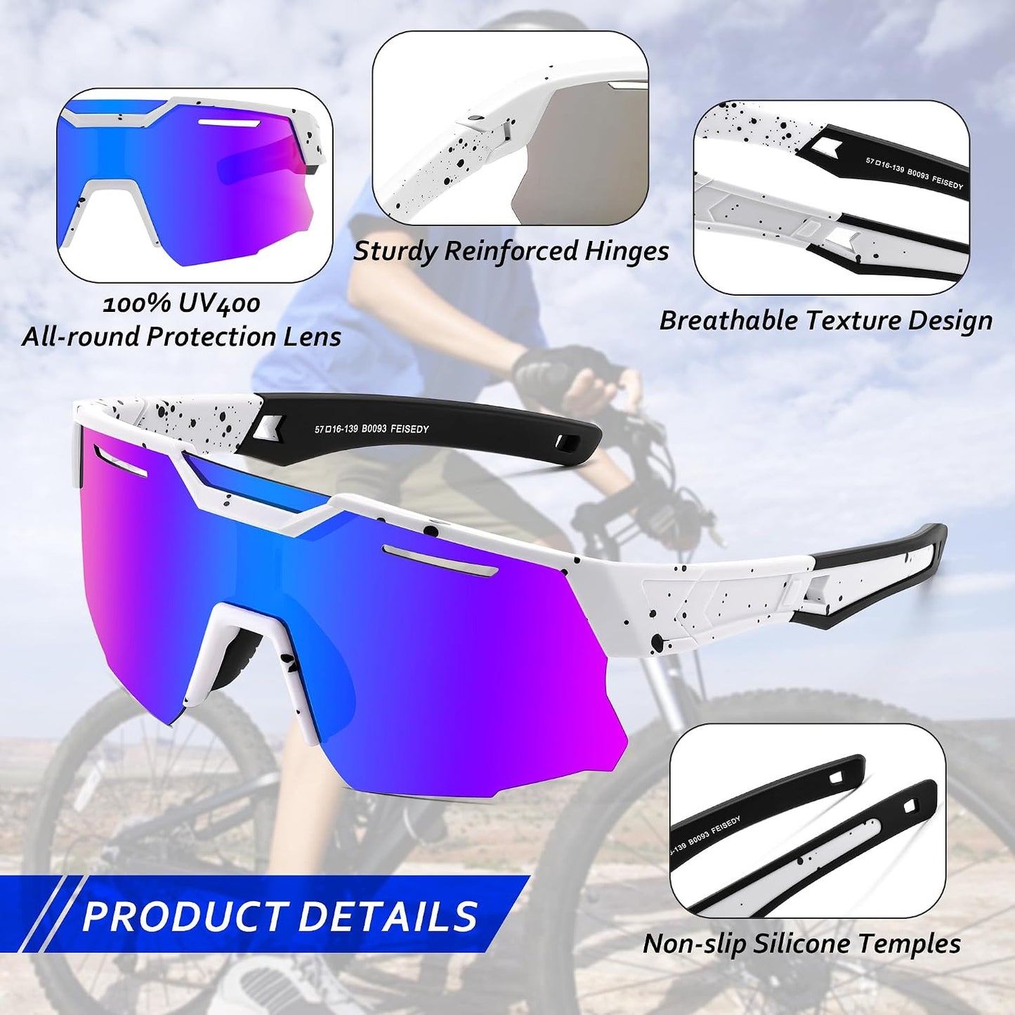 商品图片 11 | B0D78P6WRV | FEISEDY Kids Teens Baseball Polarized Sunglasses Sports Cycling Glasses for Youth Boys Girls Age 8-16 B0157