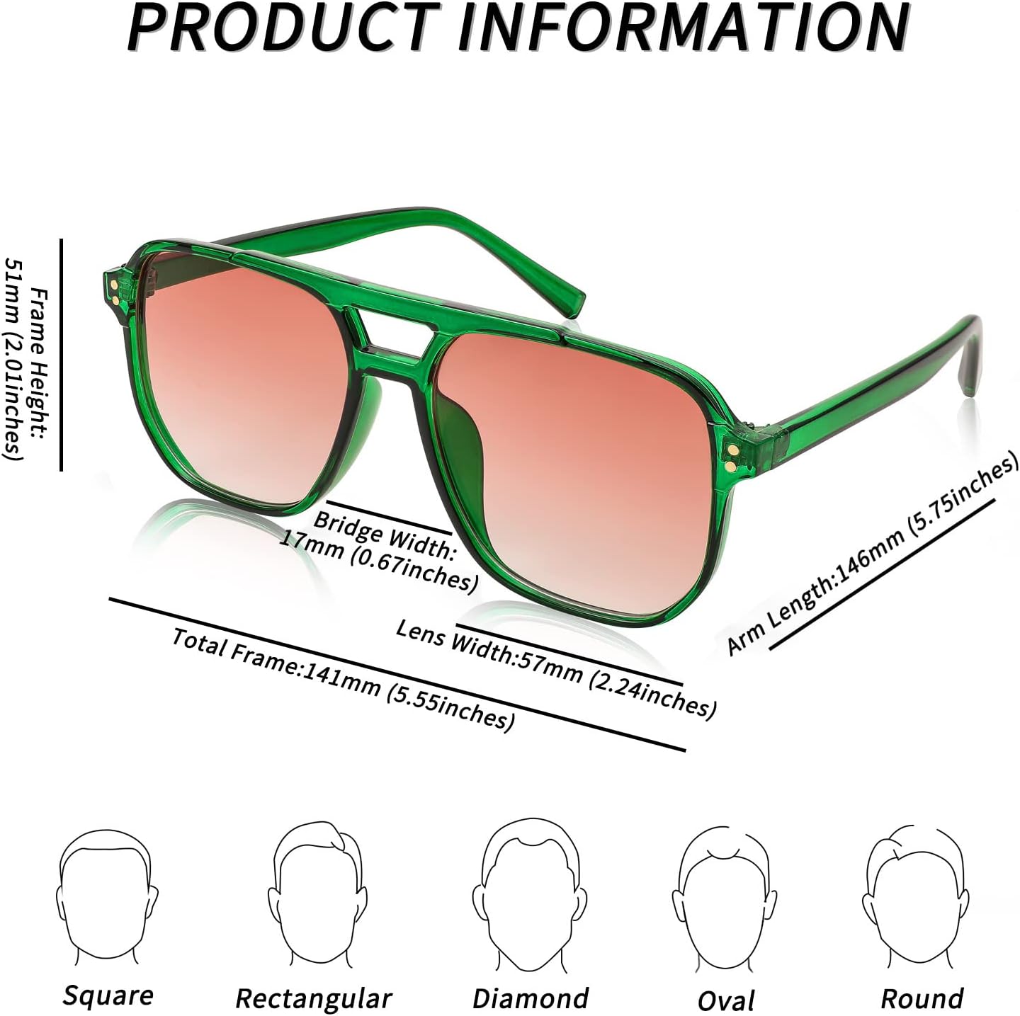 商品图片 18 | B09J8999GR | FEISEDY Retro Square Aviator Sunglasses Women Men 70s Vintage Trendy Plastic Frame Sun Glasses B2835