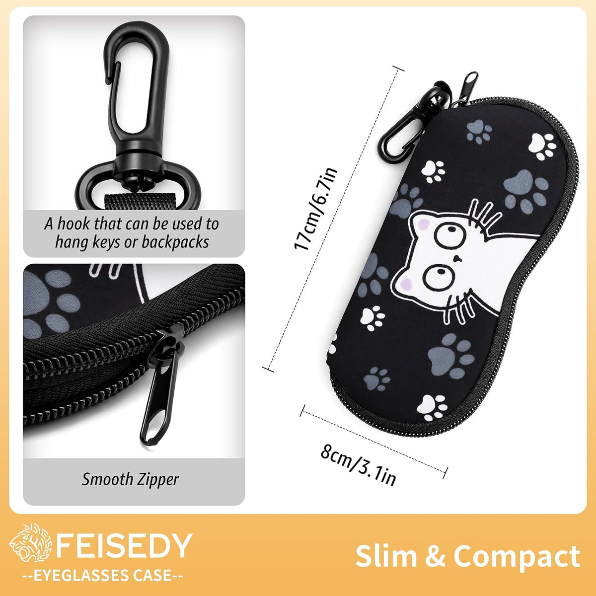 ÉÌƷͼƬ 4 | B0GFYDDD2Y | FEISEDY 2Pack Sunglasses Soft Case Ultra Light Neoprene Zipper Portable Eyeglass Pouch with Belt Clip B0385