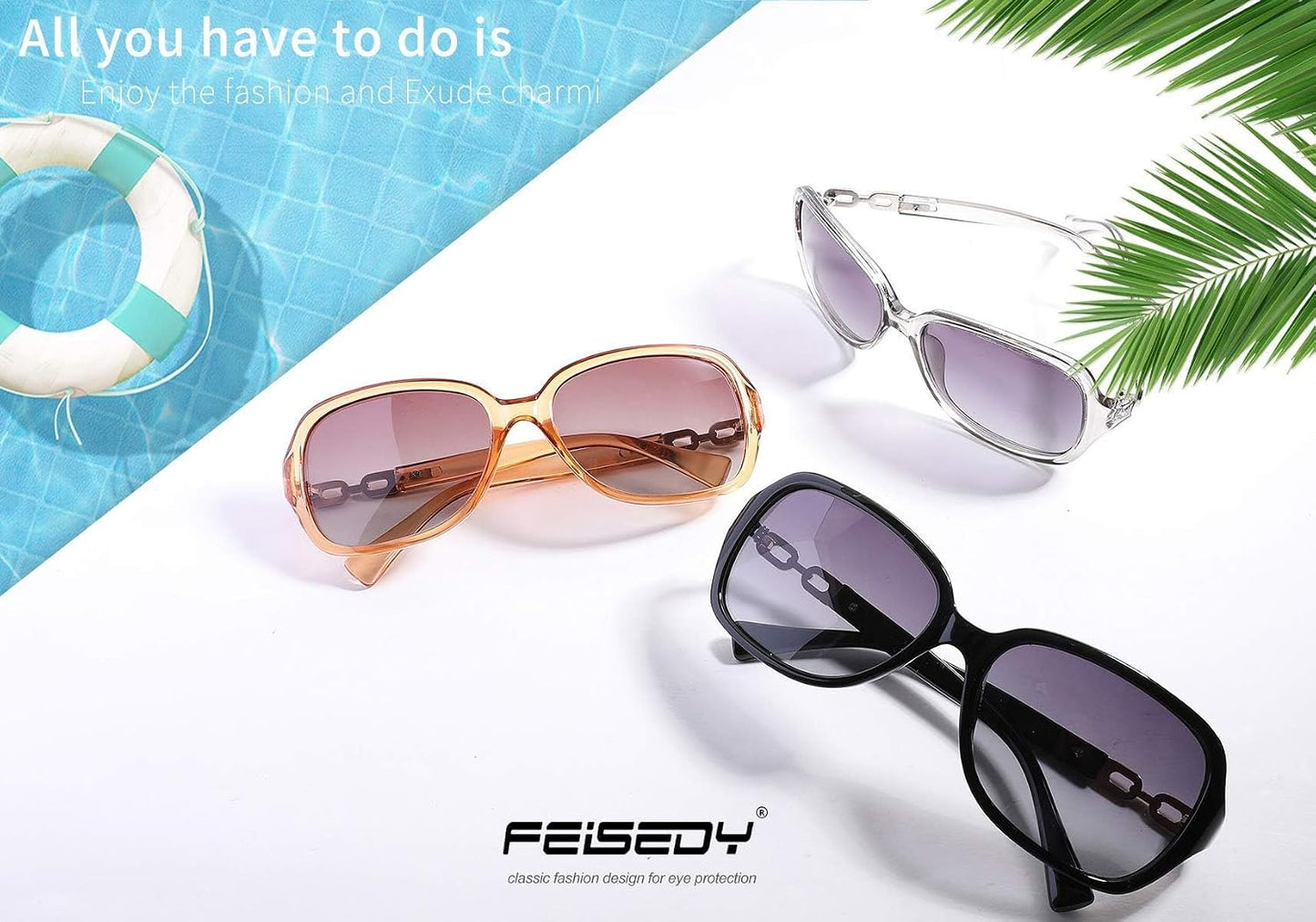 商品图片 60 | B08LPZDDKZ | FEISEDY Womens Polarized Sunglasses Square Wraparound Shades UV400 Mirrored Trendy Sun Glasses for Women B2526
