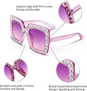 ÉÌƷͼƬ 43 | B077GMJCV8 | FEISEDY Women Sparkling Crystal Sunglasses Oversized Square Thick Frame B2283