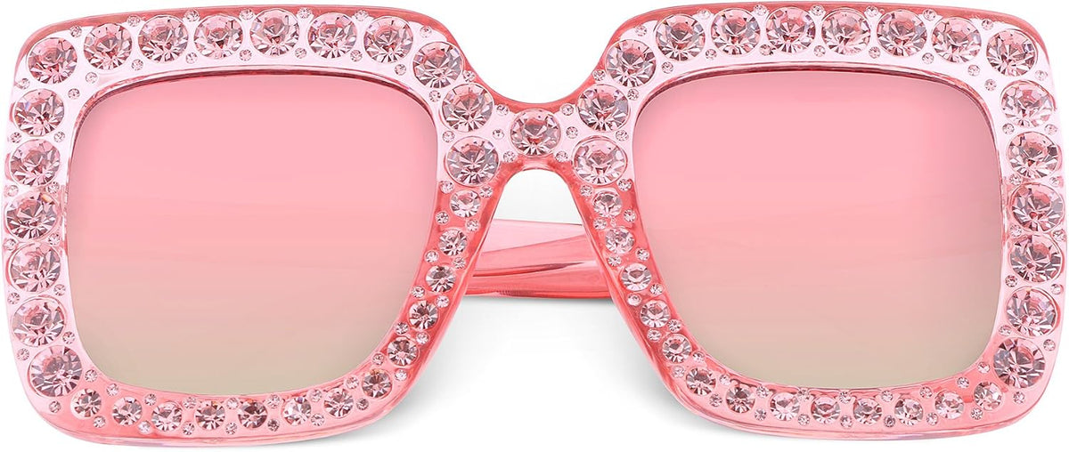 ÉÌƷͼƬ 50 | B077GMJCV8 | FEISEDY Women Sparkling Crystal Sunglasses Oversized Square Thick Frame B2283