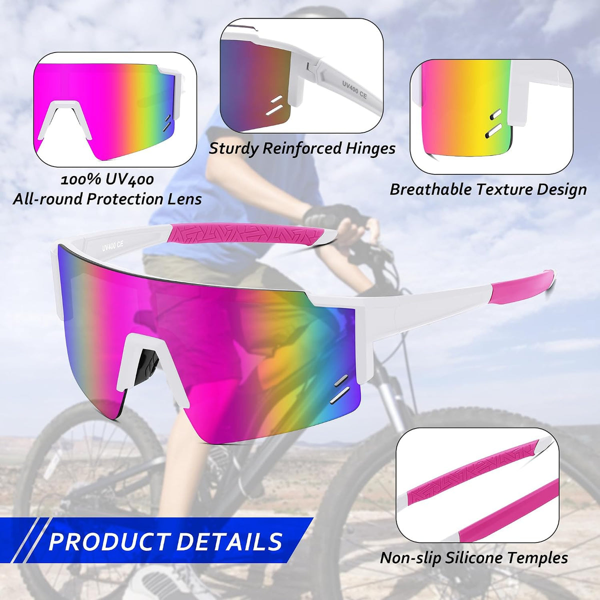 ÉÌƷͼƬ 3 | B0CCJ9N8C5 | FEISEDY Kids Sports Sunglasses UV400 for Youth, Ages 8-16 B0048