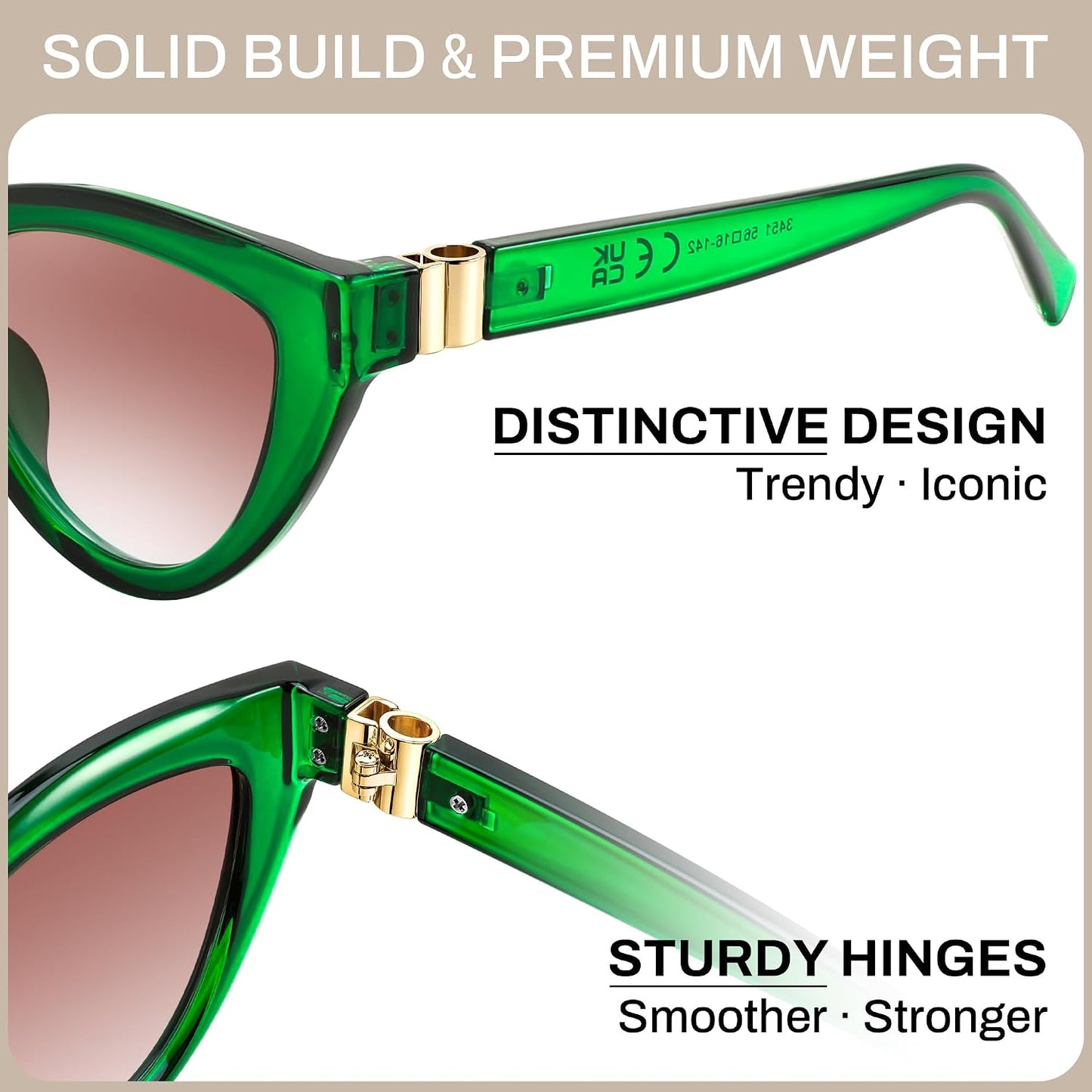商品图片 23 | B0GVF3CZ9N | FEISEDY Cat eye Sunglasses Polarized and Retro Stylish for Women Men B0428 | UV400 Protection, for Driving Fishing Beach Travel and Party, Metal Accents, Versatile Styling