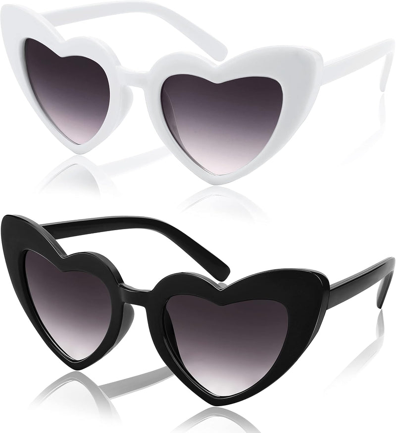 Black+white / 52 Millimeters | B0B1M6PKN6 | FEISEDY 2 Pack Vintage Heart Sunglasses Toddler De Sol Gafas Beach Party Holiday Sun Glasses B2903