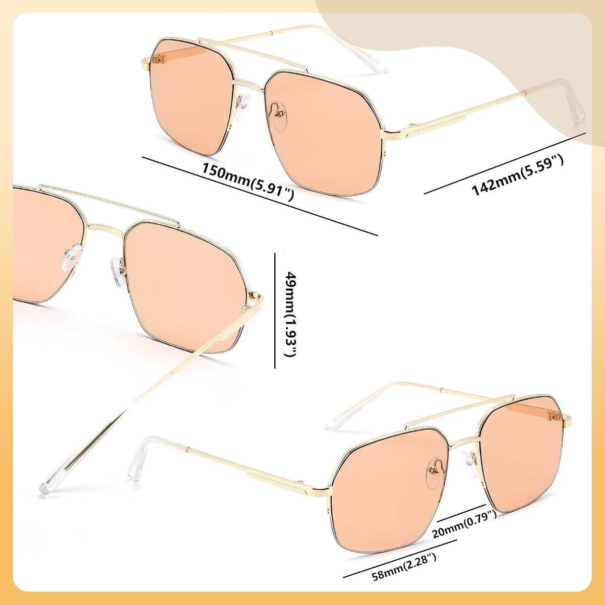 ÉÌƷͼƬ 16 | B0GL26QKYB | FEISEDY Retro Aviator Sunglasses Men Women Trendy Semi-Rimless B0383