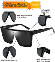 ÉÌƷͼƬ 79 | B09H6XXSDN | FEISEDY Oversized Sunglasses Mens Womens Flat Top Square Trendy Visor Shades UV400 B2470