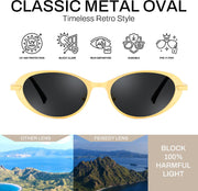 ÉÌƷͼƬ 31 | B0GVDPV1W4 | FEISEDY Metal Oval Sunglasses UV400 Protection for Women and Men B0429