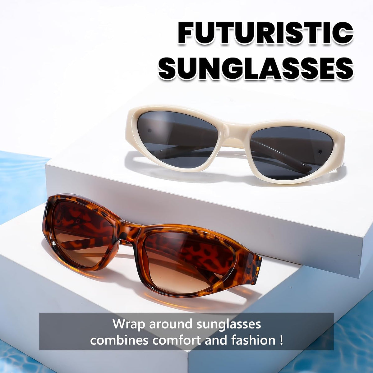 ÉÌƷͼƬ 12 | B0CBTG9FHB | FEISEDY Y2K Wrap Around Fashion Sunglasses for Women Men Trendy Futuristic 2000s Accessories Oval Sunglasses B1088