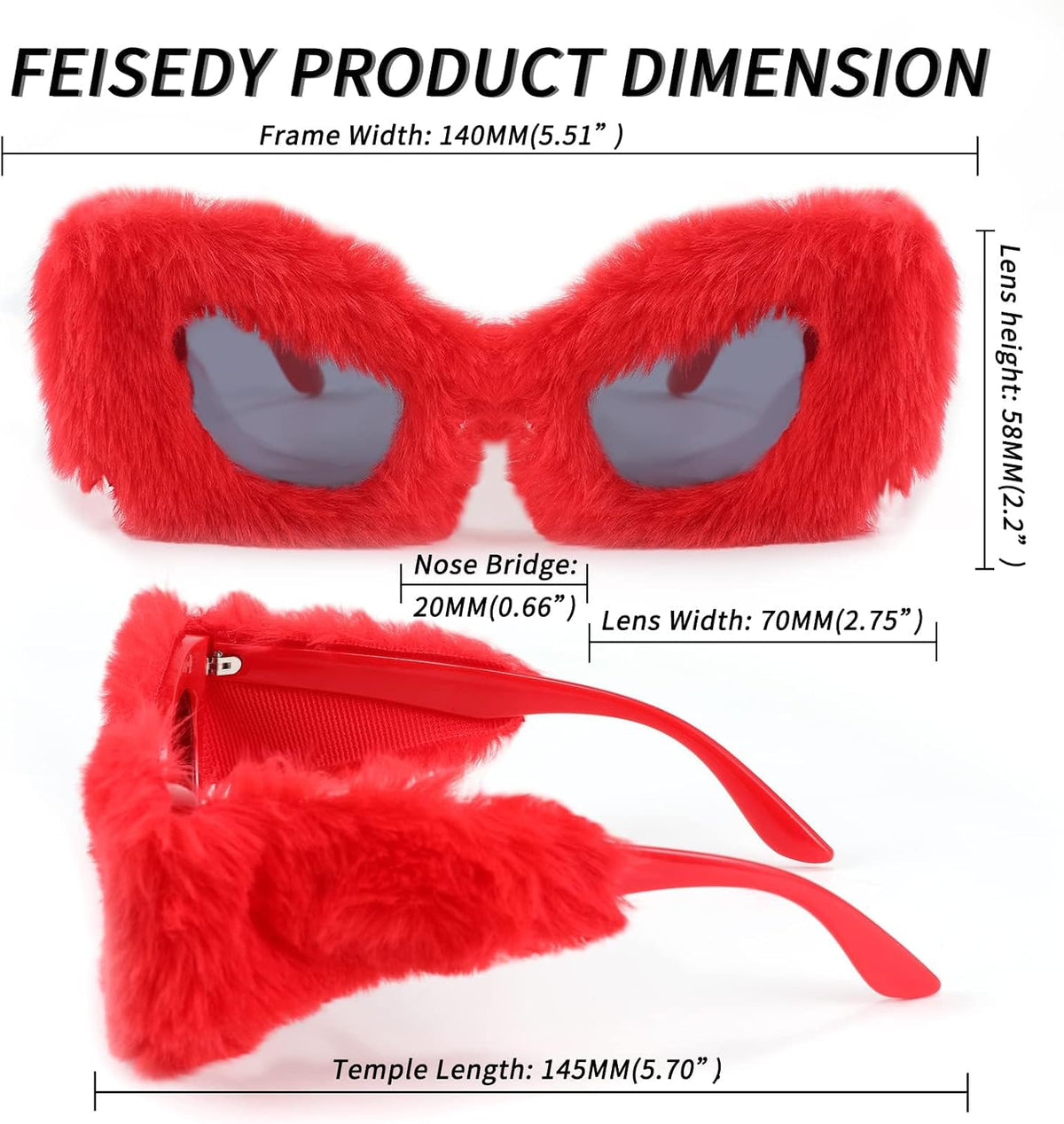 ÉÌƷͼƬ 20 | B09PN9V5N6 | FEISEDY Sunglasses Women Plush Fuzzy Soft Velvet Party Masquerade B2877