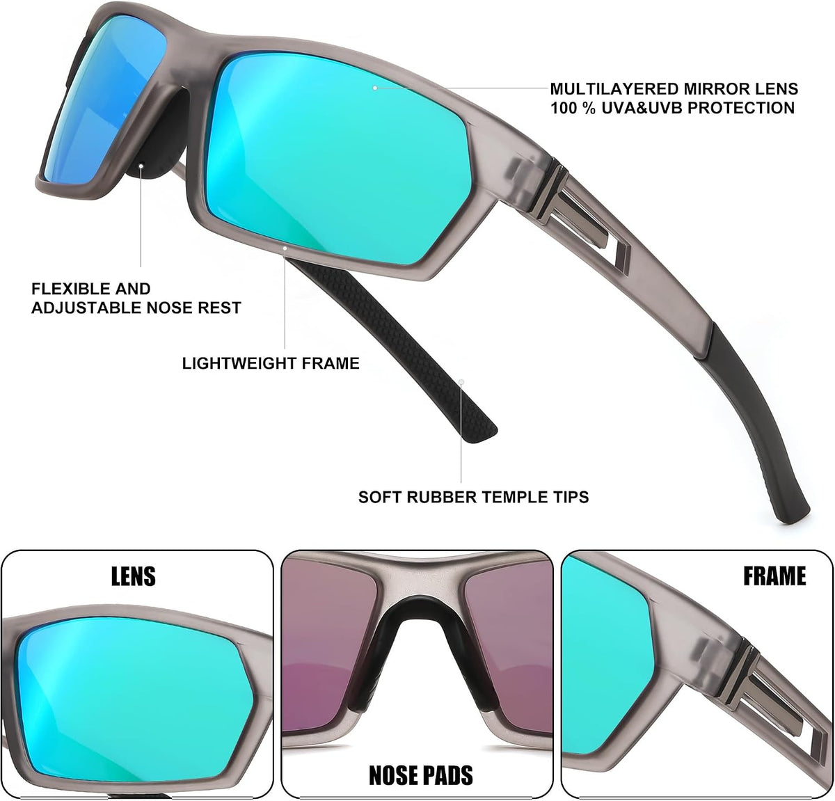 ÉÌƷͼƬ 18 | B0CWV23RCP | FEISEDY Polarized Sports Sunglasses for Men Women Youth Baseball Cycling Running Glasses UV400 Protection B0135