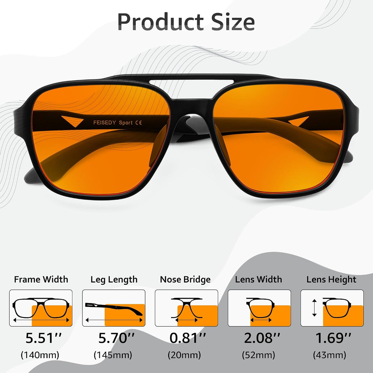 ÉÌƷͼƬ 37 | B0FQ5DRDJG | FEISEDY Orange Blue Light Blocking Glasses for Woman Men Amber Lenses Computer Gaming Glasses for Better Sleep
