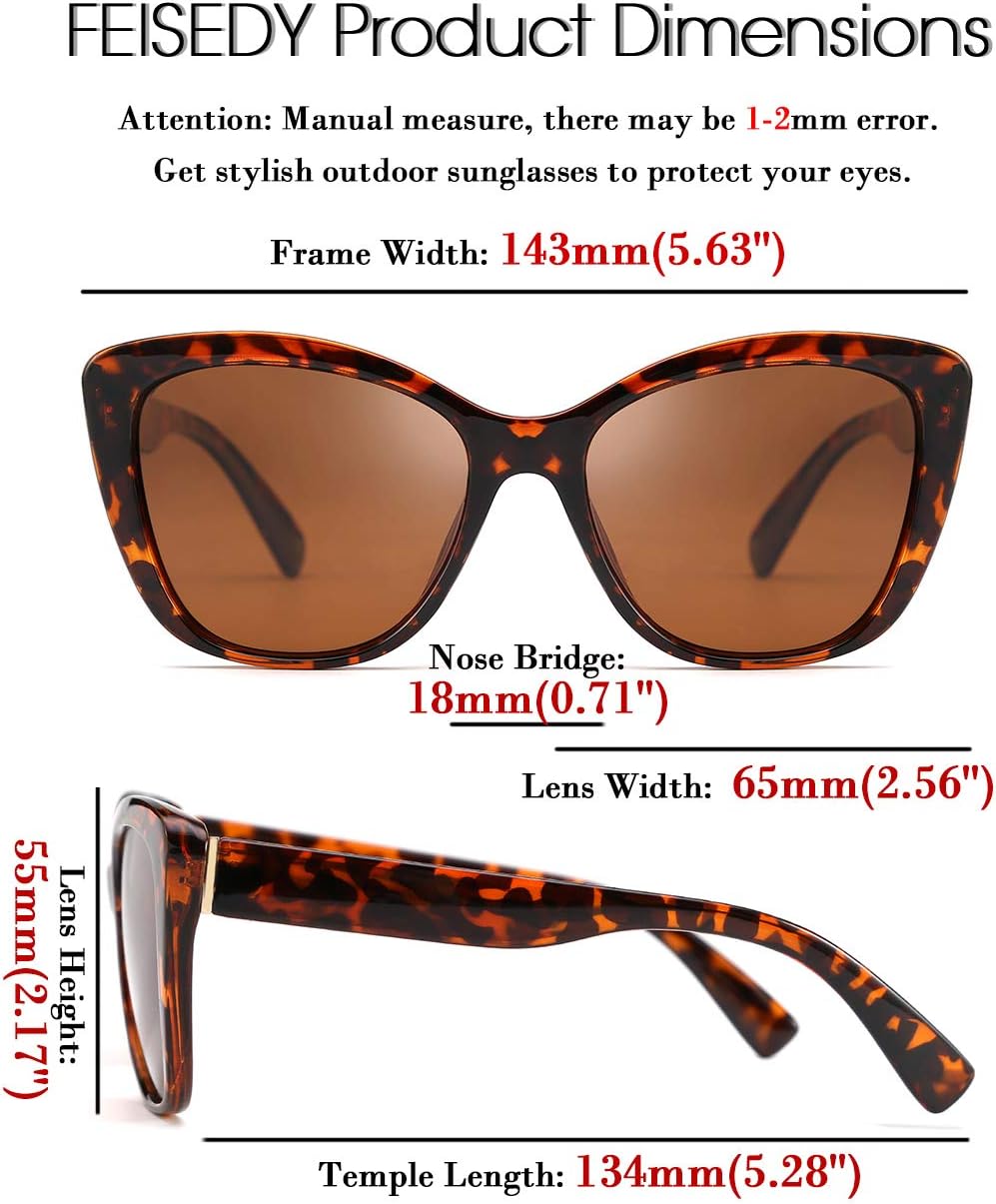 ÉÌƷͼƬ 6 | B07M9V125F | FEISEDY Polarized Vintage Sunglasses American Womens Square Jackie O Cat Eye Sunglasses B2451