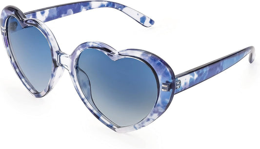 Blue Tortoiseshell Frame & Gradual Blue Lens / 55 Millimeters | B0BJTPYY6Y | FEISEDY Polarized Heart Shaped Sunglasses Oversized Vintage Fashion Love Eyeglasses for Women UV400 B2337