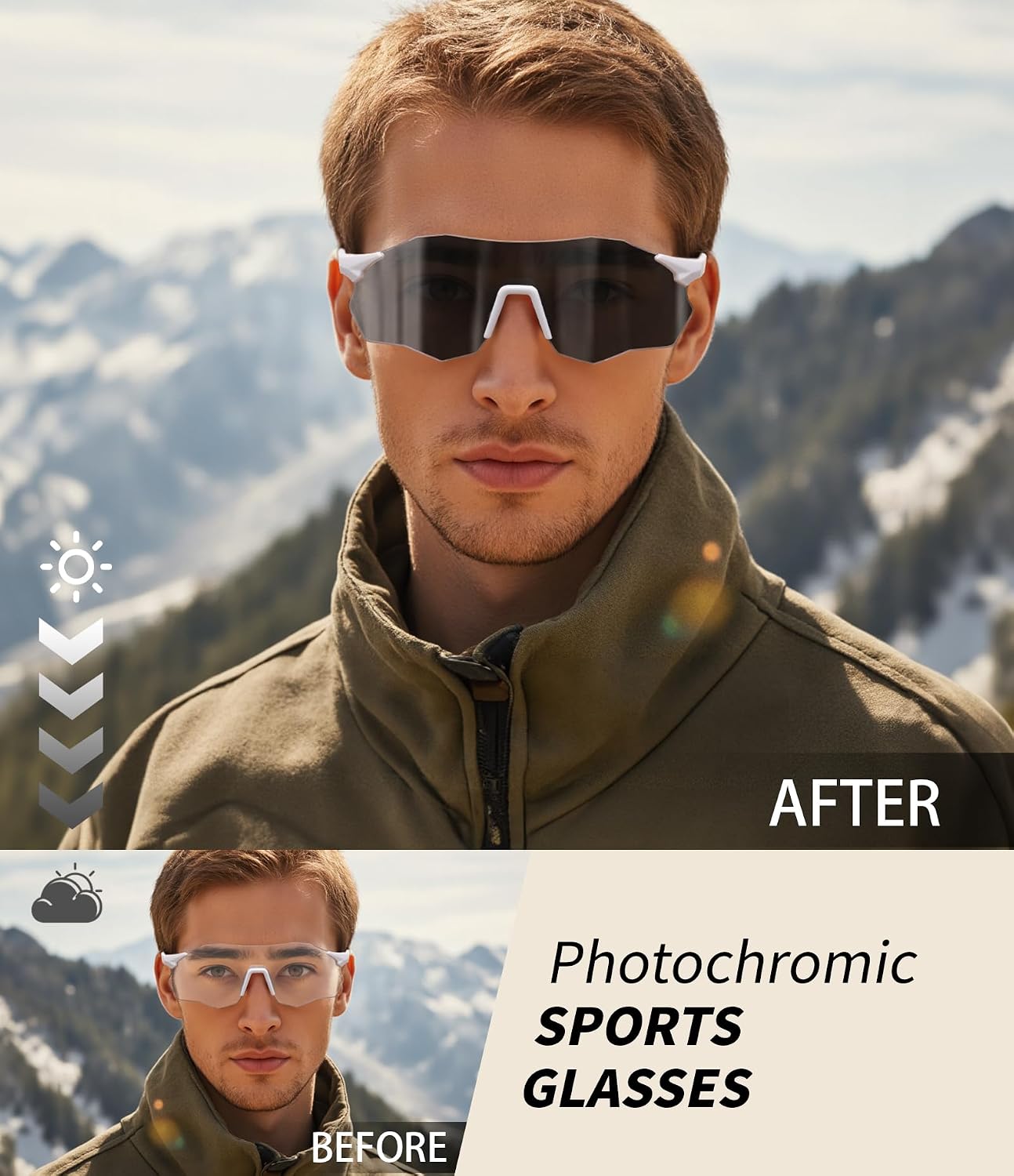 商品图片 27 | B0FHNVLT2X | FEISEDY Photochromic Cycling Glasses for Men Women Mountain Bike Sports Sunglasses UV Protection B0310