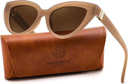 Champagne Frame + Tea Lens / 51 Millimeters | B0GVF8ZD62 | FEISEDY Cat eye Sunglasses Polarized and Retro Stylish for Women Men B0428