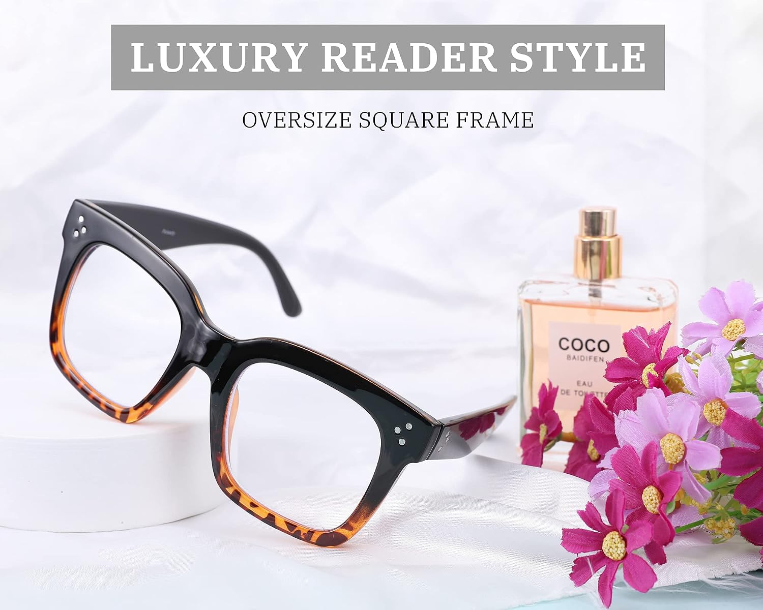 商品图片 15 | B08ZMQ47KD | FEISEDY Blue Light Blocking Reading Glasses Oversized Readers Designer Luxury Square Eyewear Frame B2695FR