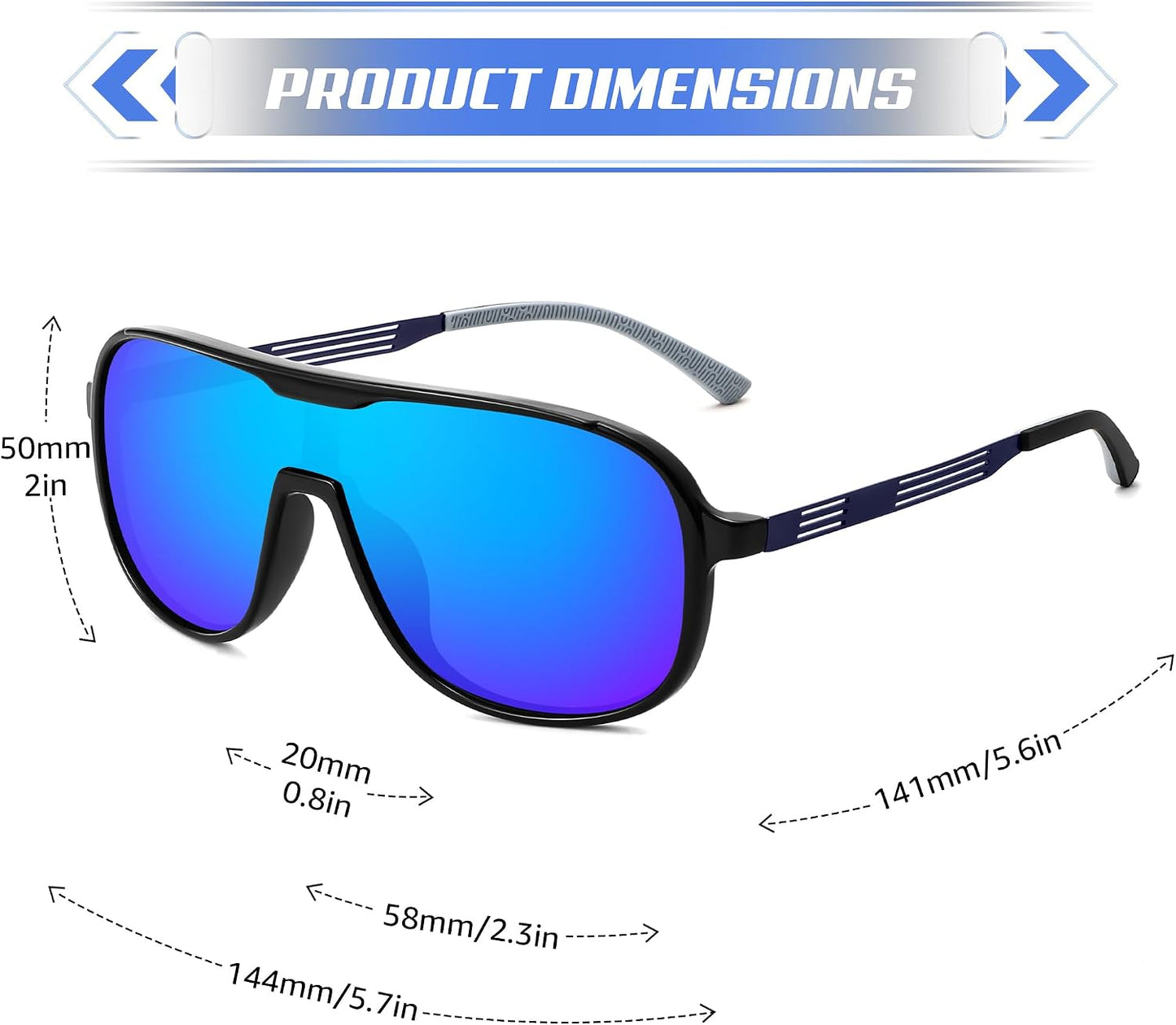 商品图片 5 | B0DSV55WLM | FEISEDY Polarized Sunglasses Men Women Mirrored One Piece Lens B0277