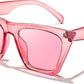 Clear Pink / 52 Millimeters | B0C6KMX5HS | FEISEDY Vintage Square Cat Eye Sunglasses Women Trendy Cateye Sunglasses B2473
