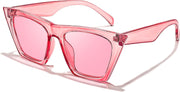 Clear Pink / 52 Millimeters | B0C6KMX5HS | FEISEDY Vintage Square Cat Eye Sunglasses Women Trendy Cateye Sunglasses B2473