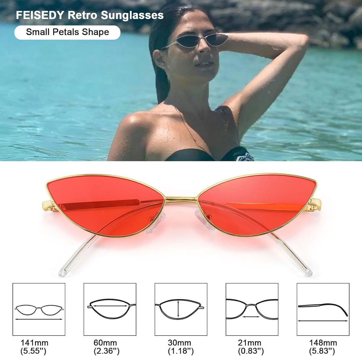 ÉÌƷͼƬ 13 | B0CNZ29R9R | FEISEDY Y2K Sunglasses for women Men Fashion Cateye Designer B2298