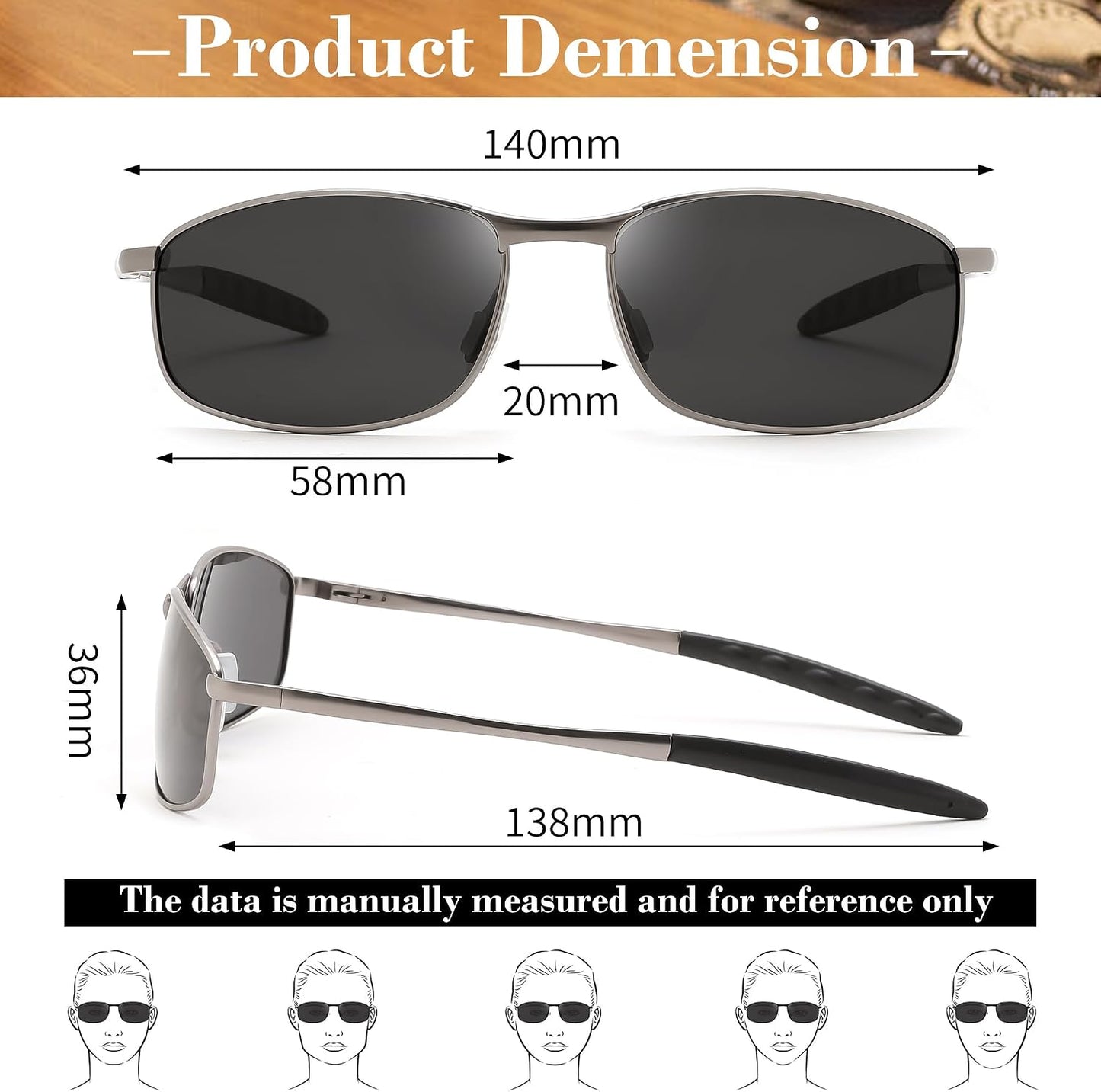 商品图片 19 | B07GSRV2H5 | FEISEDY Rectangle Polarized Square Sunglasses for Men Women B2444