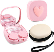 Pink | B0CNCZ1GST | FEISEDY Portable Cute Contact Lens Case Remover Tool With Mirror Tweezers Kit for Women and Girl B0081
