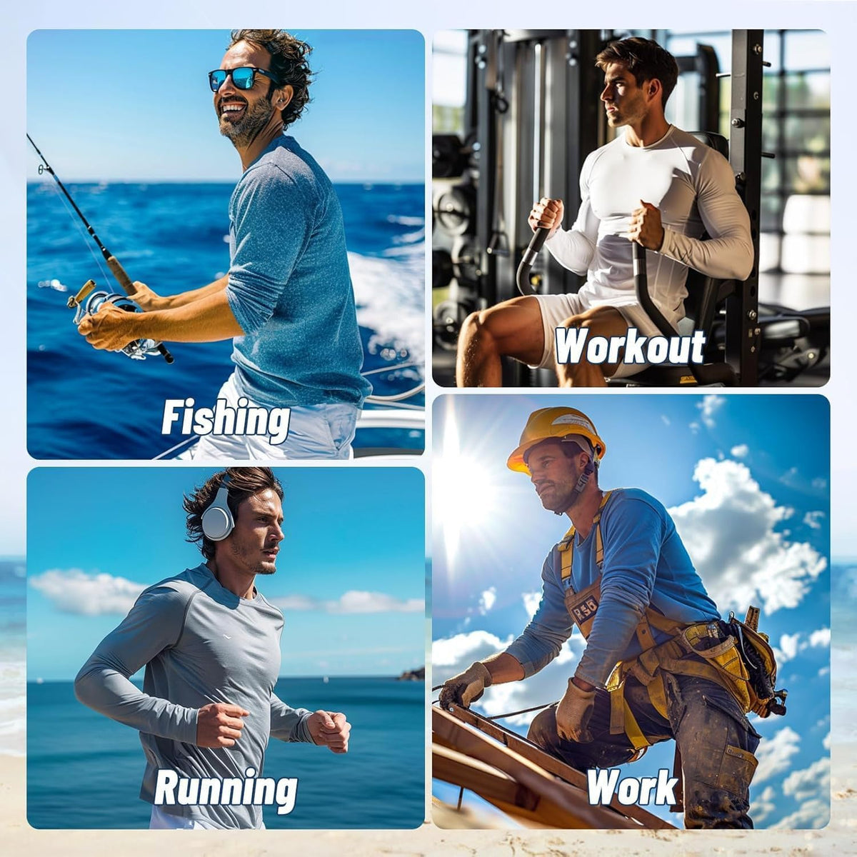 商品图片 2 | B0FRXZLLJW | Men's Long Sleeve Shirts Quick Dry Moisture Wicking, High Elasticity Workout T-Shirt for Running Gym Fishing Swim
