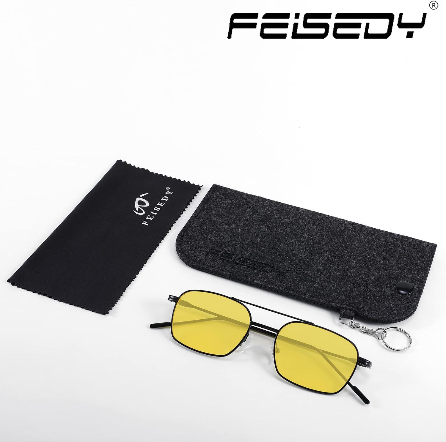 商品图片 30 | B09GKB6G1G | FEISEDY Fashion Square Aviator Sunglasses Women Men Trendy Retro Metal Frame Sun Glasses Candy Color Lens B1036